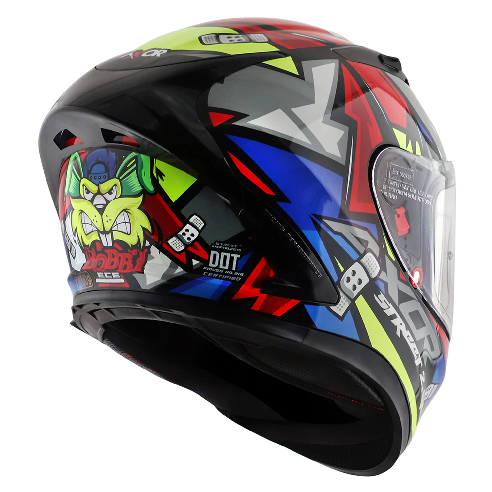 Axor Street Full Face Motorcycle Helmet - Bobby Black Red Gloss
