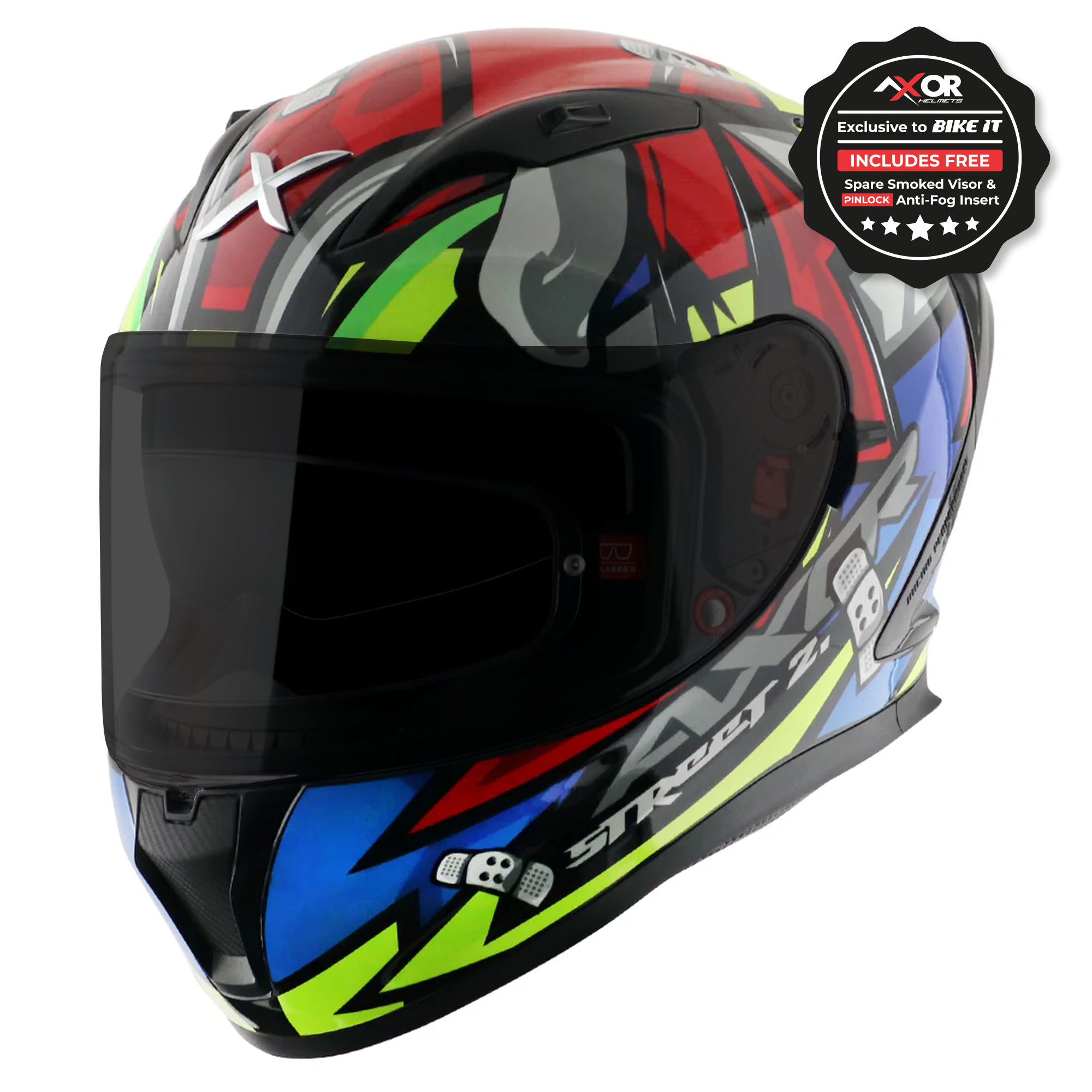 Axor Street Full Face Motorcycle Helmet - Bobby Black Red Gloss