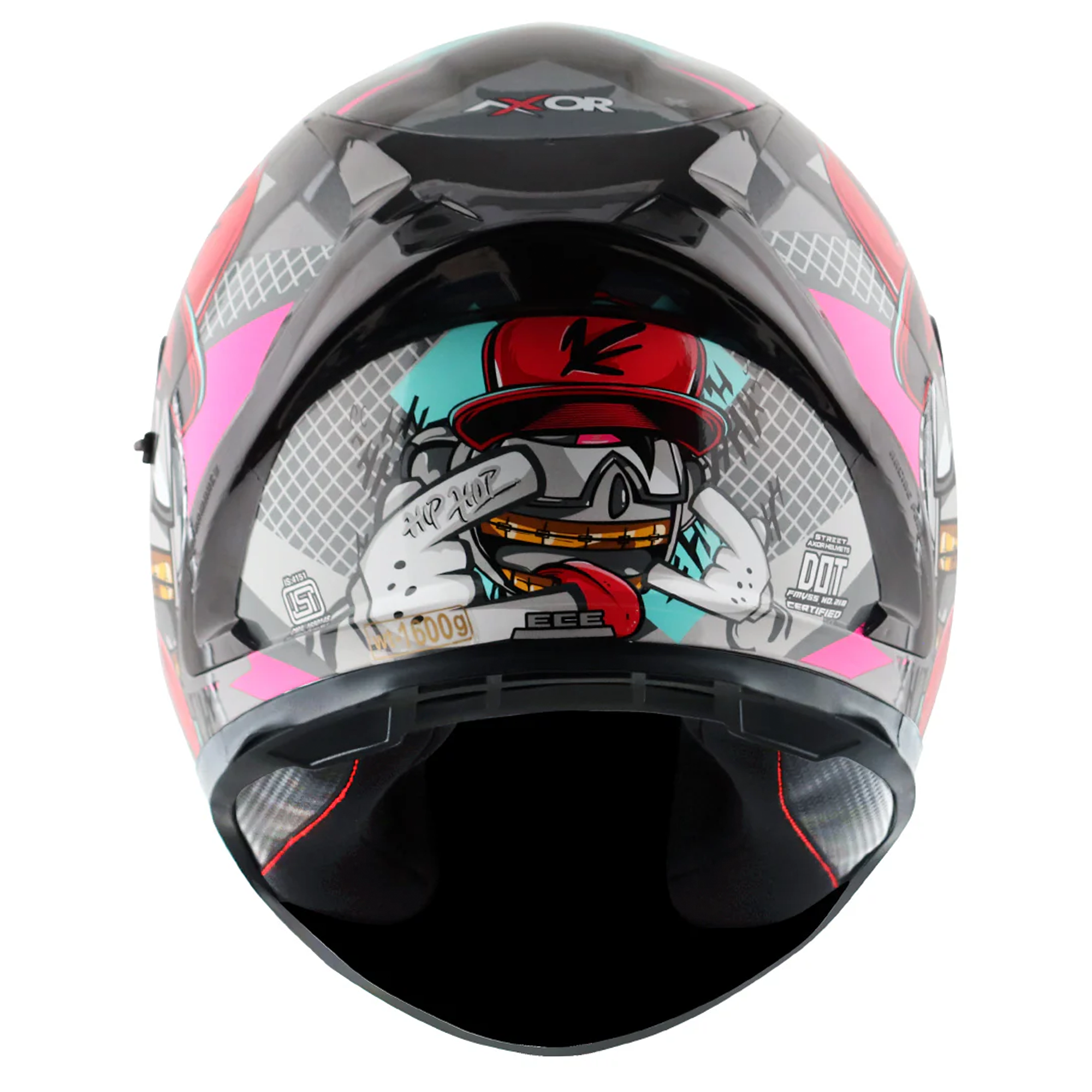 Axor Street Full Face Motorcycle Helmet - Hip Hop Athena Grey Mint Gloss