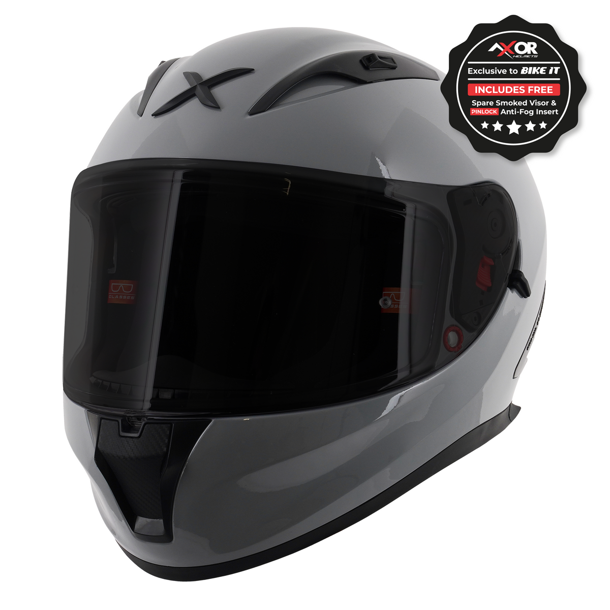 Axor Street Full Face Motorcycle Helmet - Solid Nardo Grey Gloss