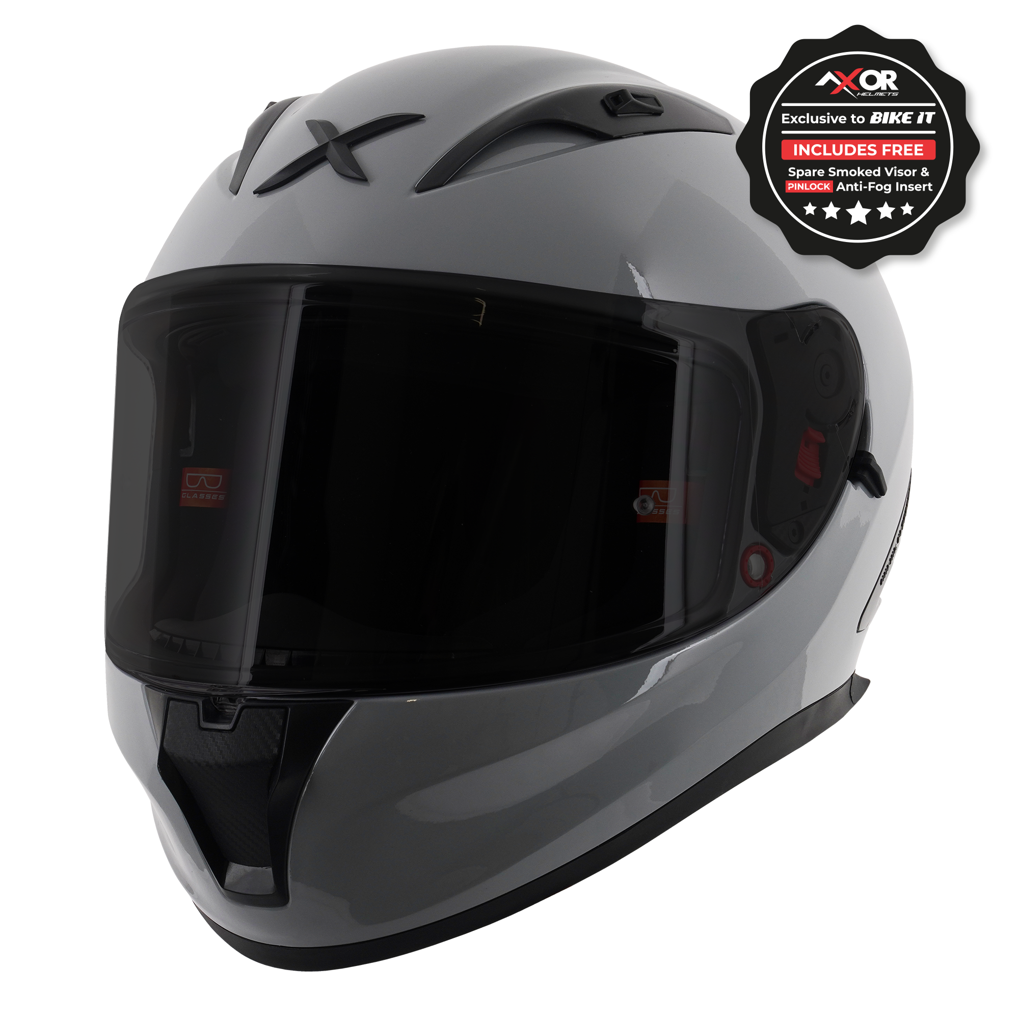 Axor Street Full Face Motorcycle Helmet - Solid Nardo Grey Gloss