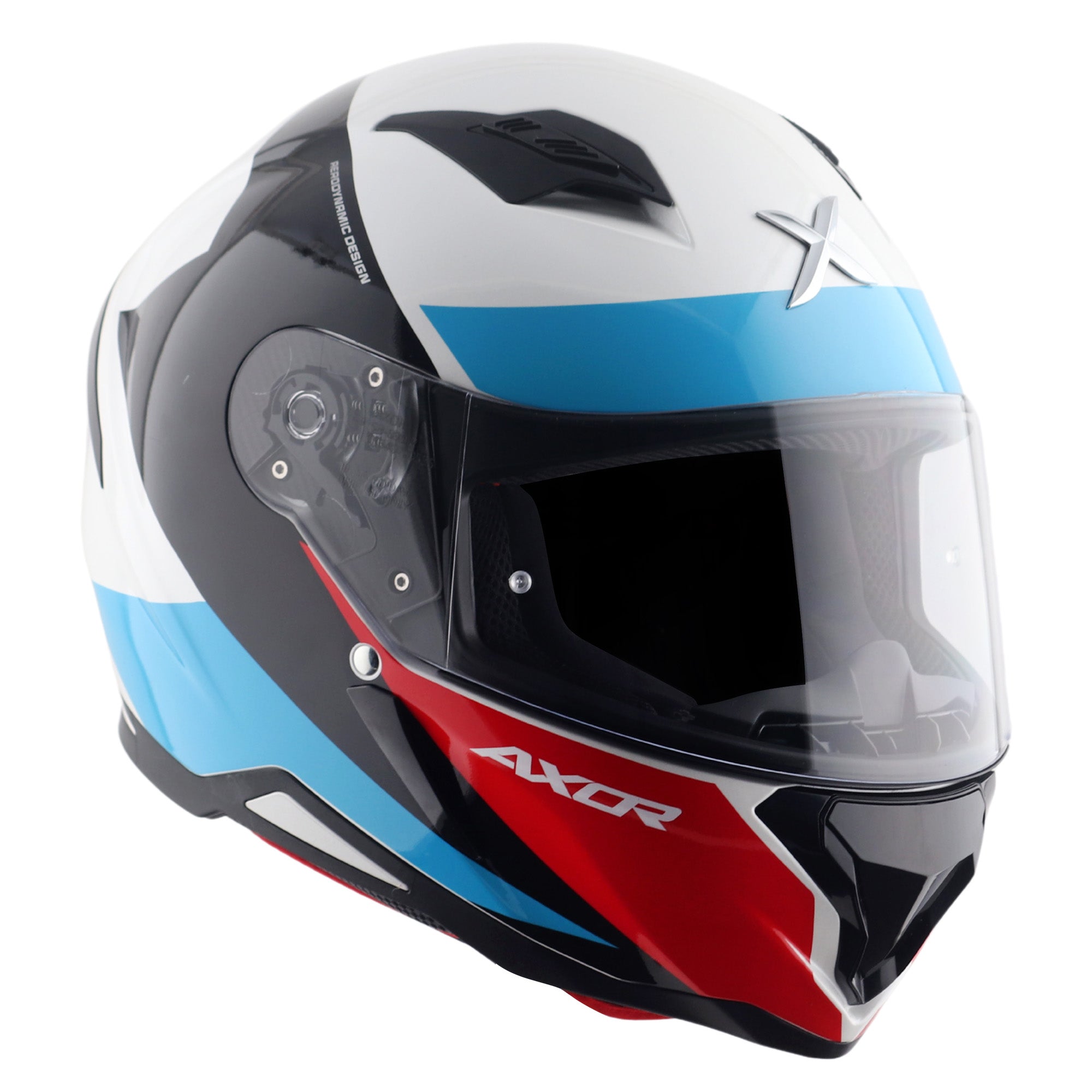Axor Hunter SH890 Full Face Motorcycle Helmet - Turbo White Red Gloss