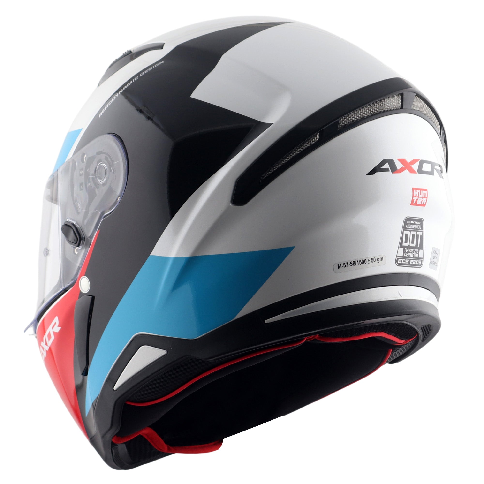 Axor Hunter SH890 Full Face Motorcycle Helmet - Turbo White Red Gloss