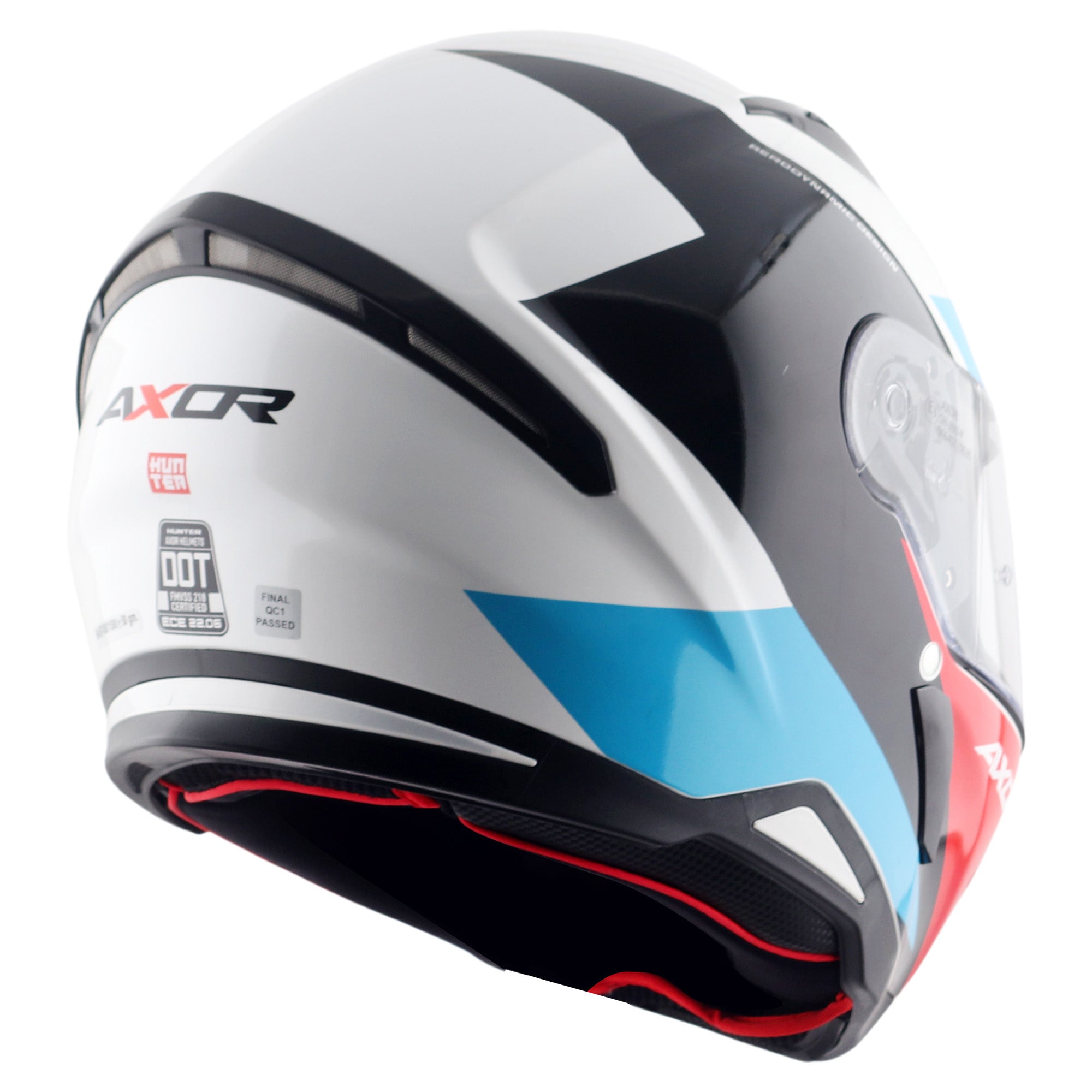 Axor Hunter SH890 Full Face Motorcycle Helmet - Turbo White Red Gloss