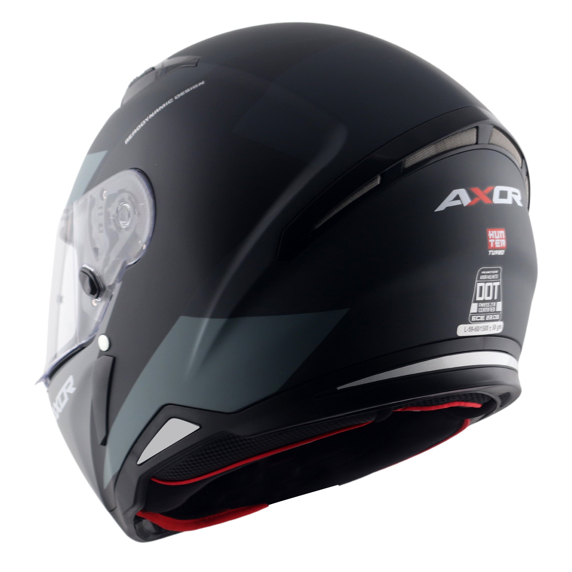 Axor Hunter SH890 Full Face Motorcycle Helmet - Turbo Black Grey Matt