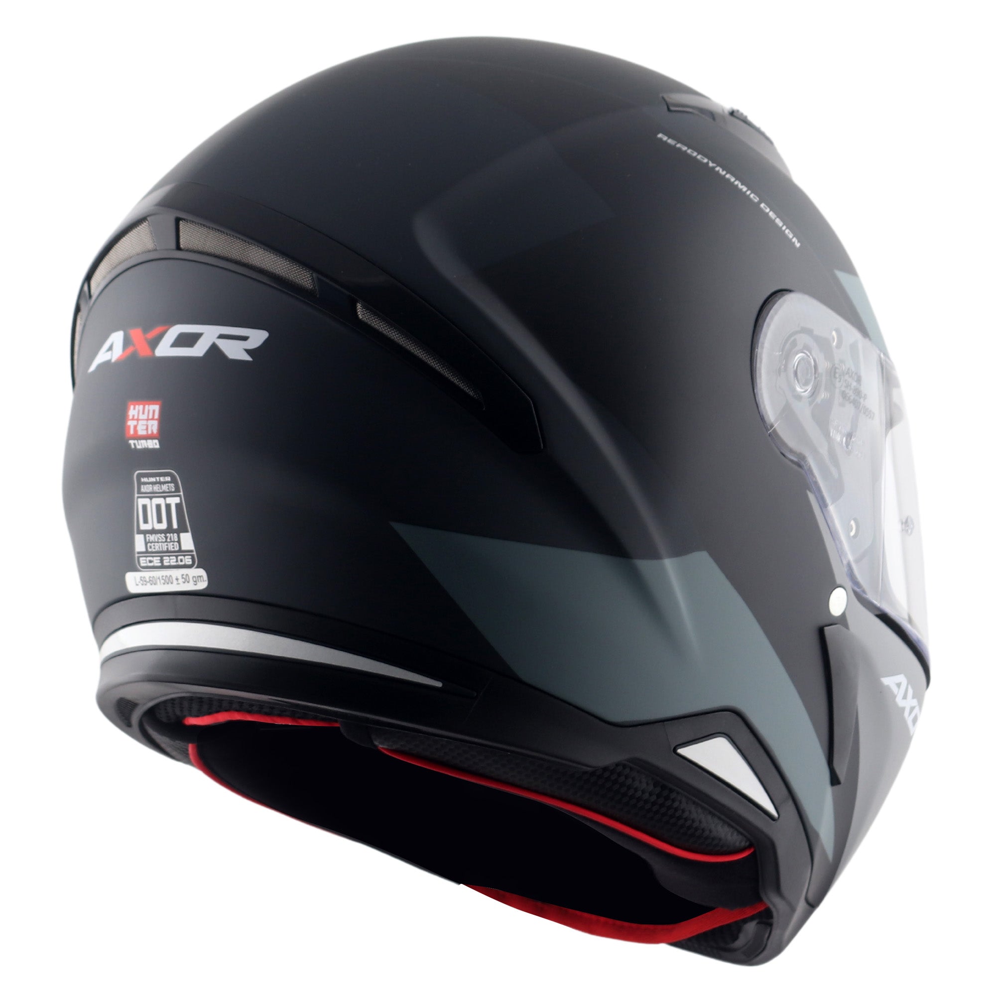 Axor Hunter SH890 Full Face Motorcycle Helmet - Turbo Black Grey Matt