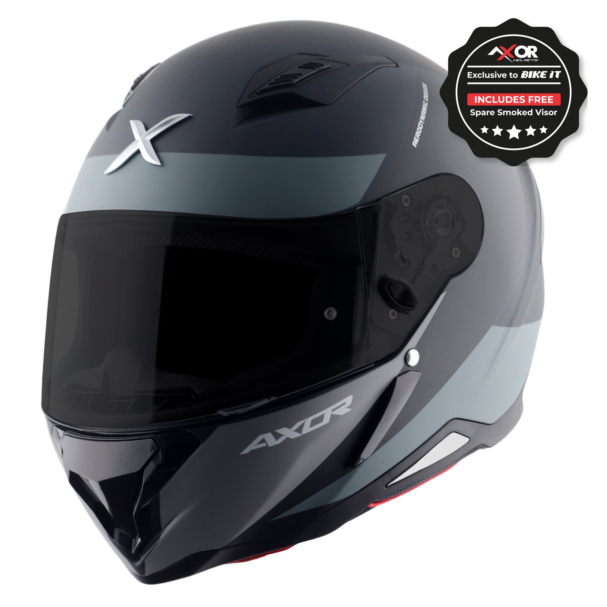 Axor Hunter SH890 Full Face Motorcycle Helmet - Turbo Black Grey Matt