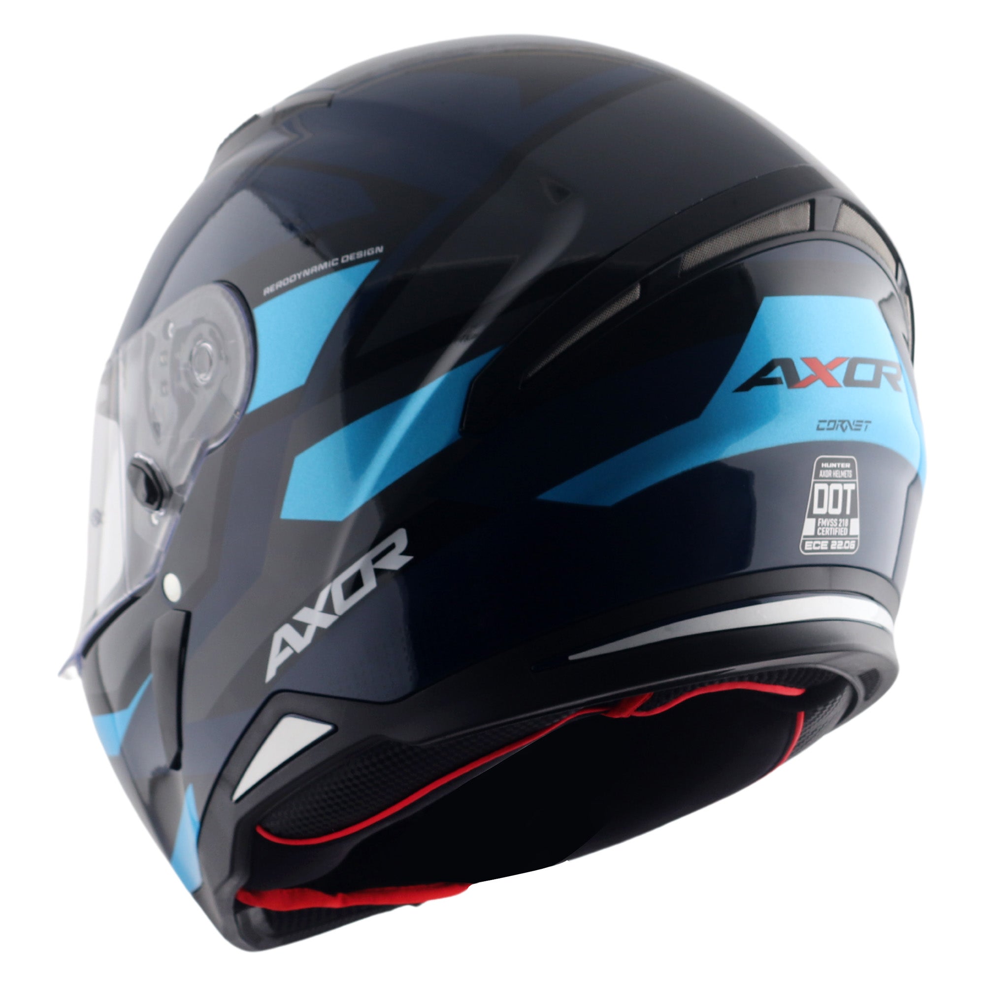 Axor Hunter SH890 Full Face Motorcycle Helmet - Cornet Black Blue Gloss