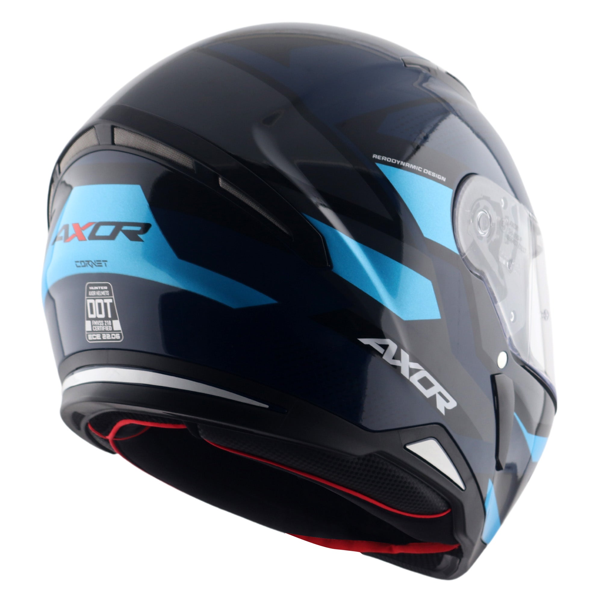 Axor Hunter SH890 Full Face Motorcycle Helmet - Cornet Black Blue Gloss