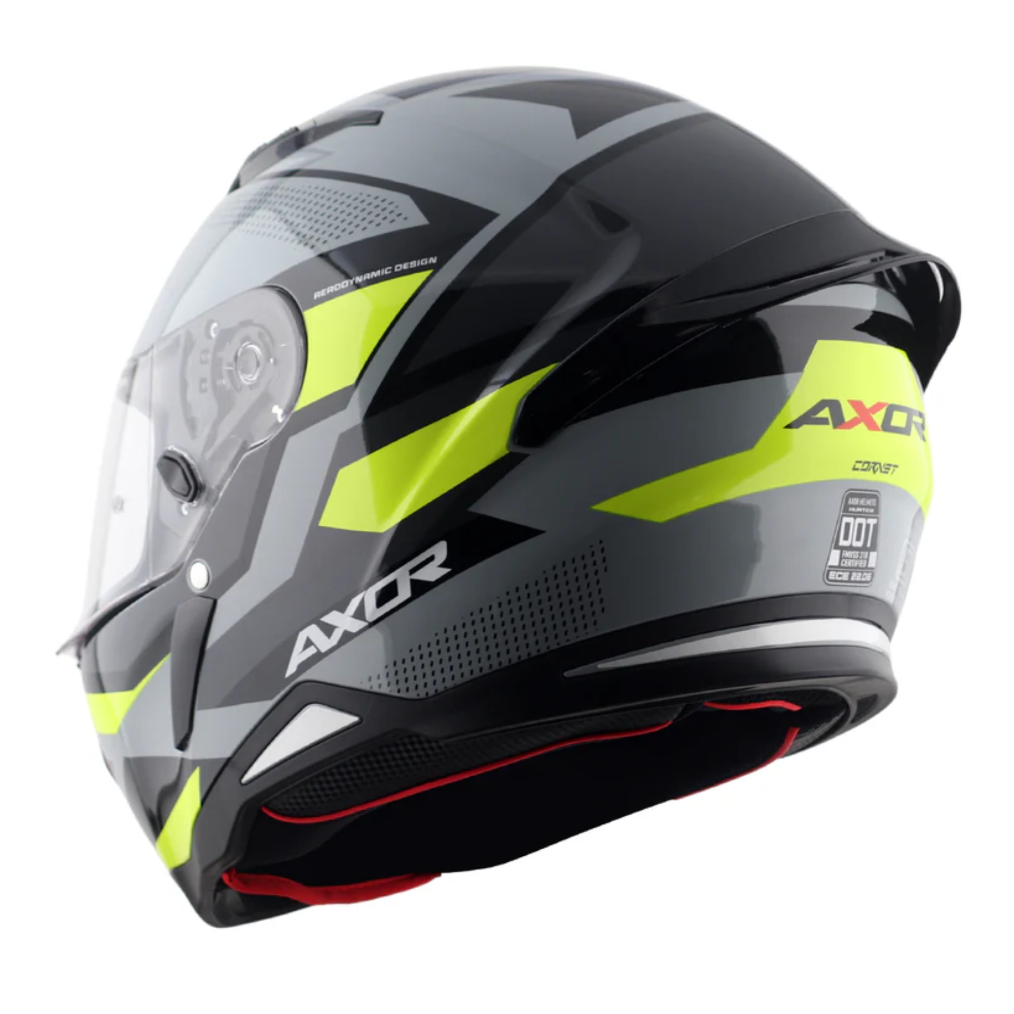 Axor Hunter SH890 Full Face Motorcycle Helmet - Cornet Black Neon Yellow Gloss