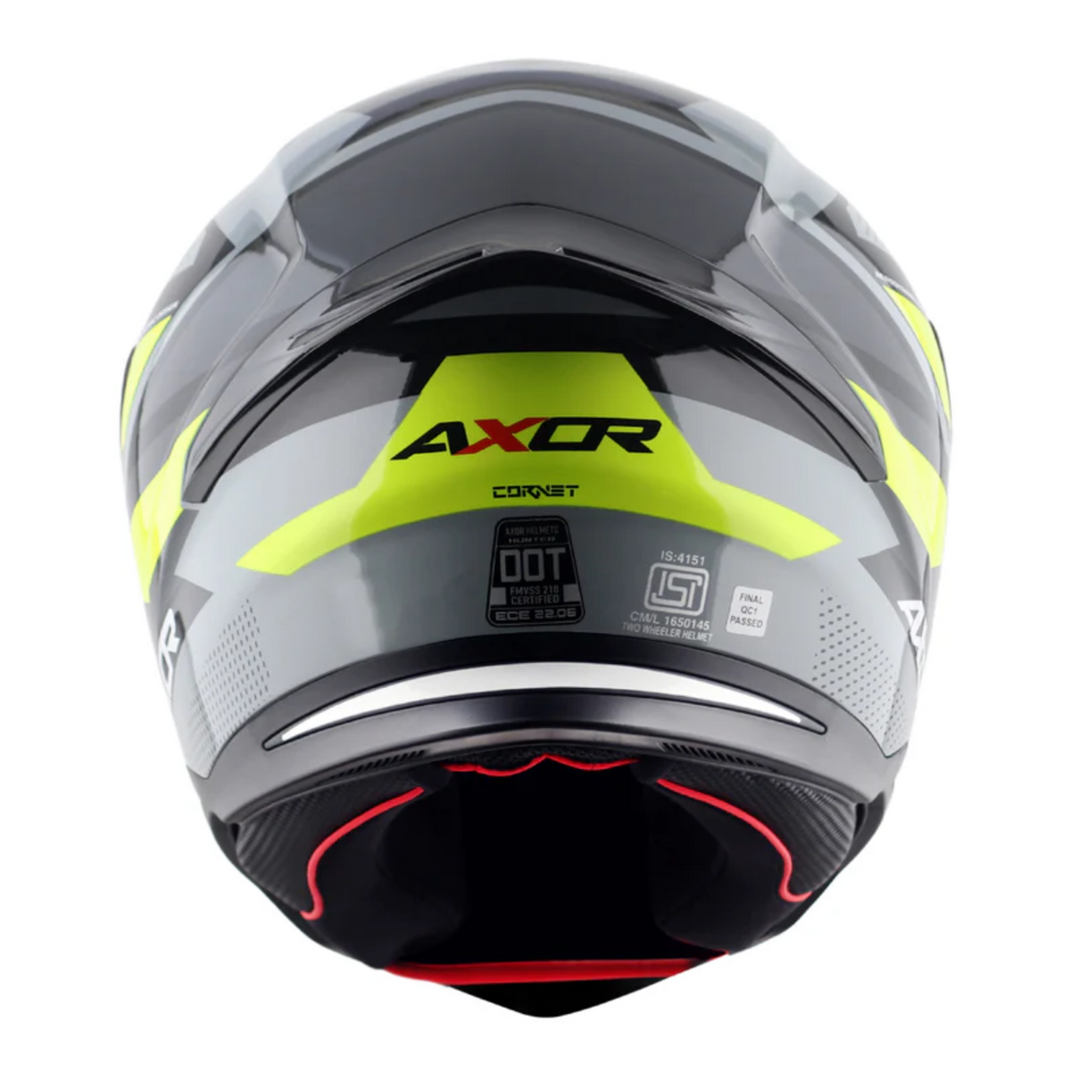Axor Hunter SH890 Full Face Motorcycle Helmet - Cornet Black Neon Yellow Gloss