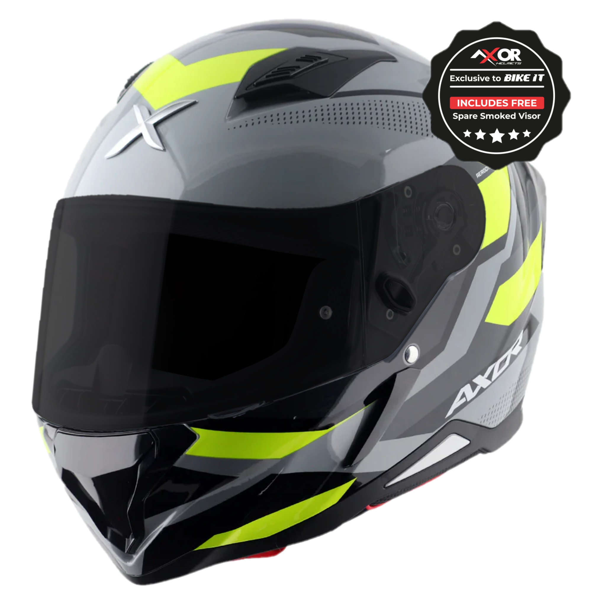 Axor Hunter SH890 Full Face Motorcycle Helmet - Cornet Black Neon Yellow Gloss