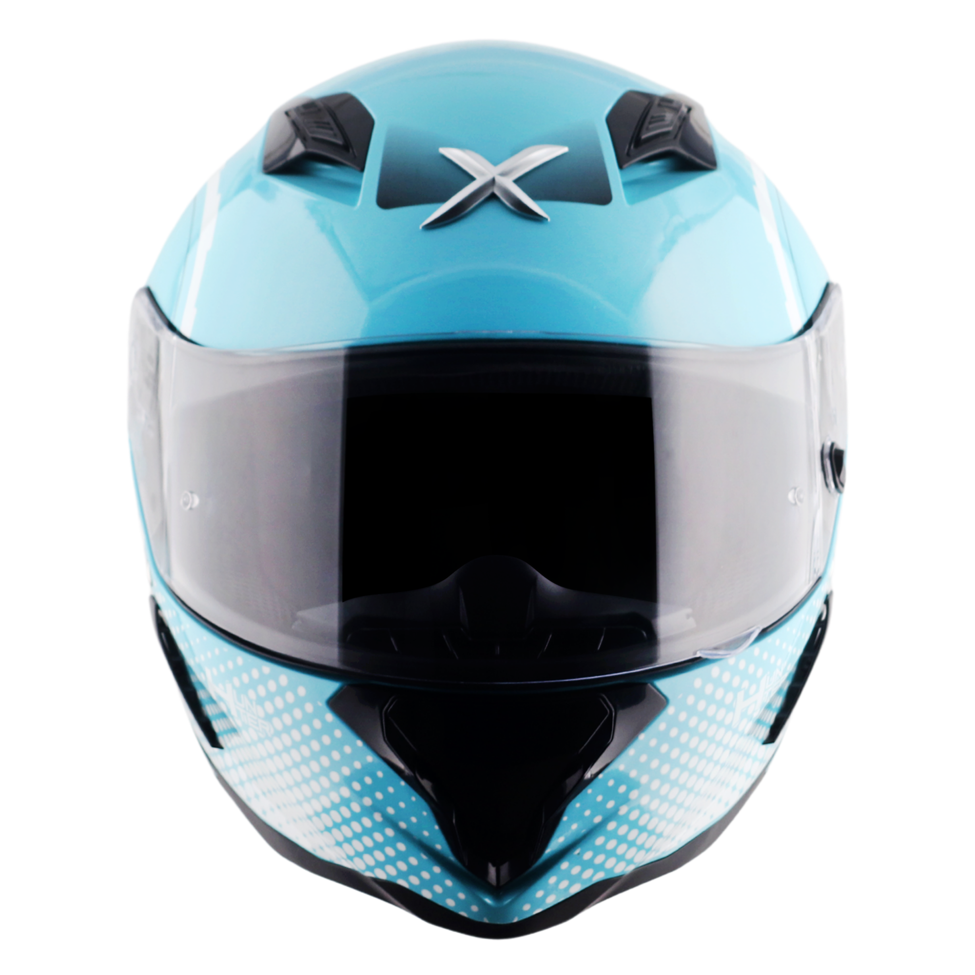 Axor Hunter SH890 Full Face Motorcycle Helmet - Spear Blue White Gloss