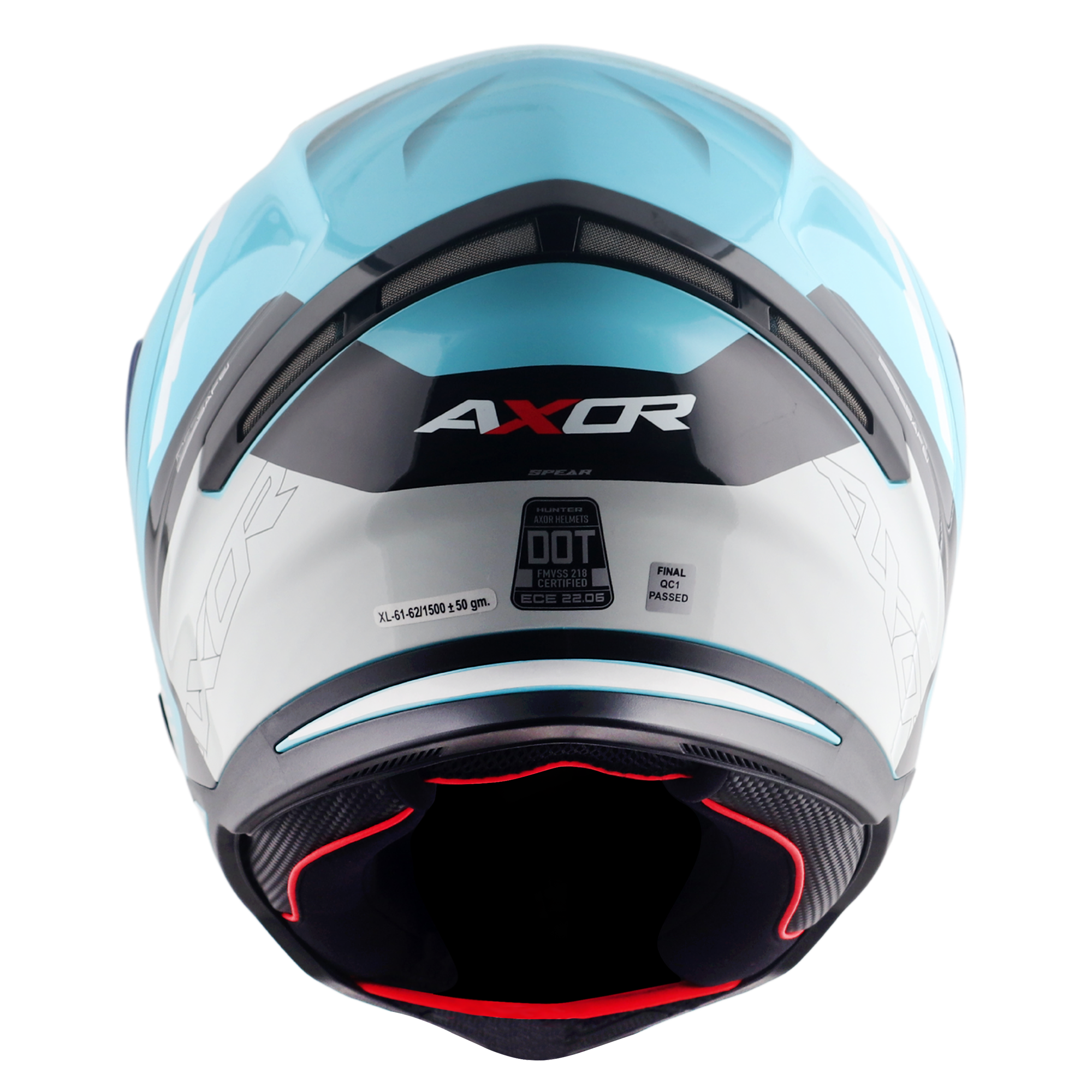 Axor Hunter SH890 Full Face Motorcycle Helmet - Spear Blue White Gloss