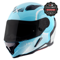 Axor Hunter SH890 Full Face Motorcycle Helmet - Spear Blue White Gloss