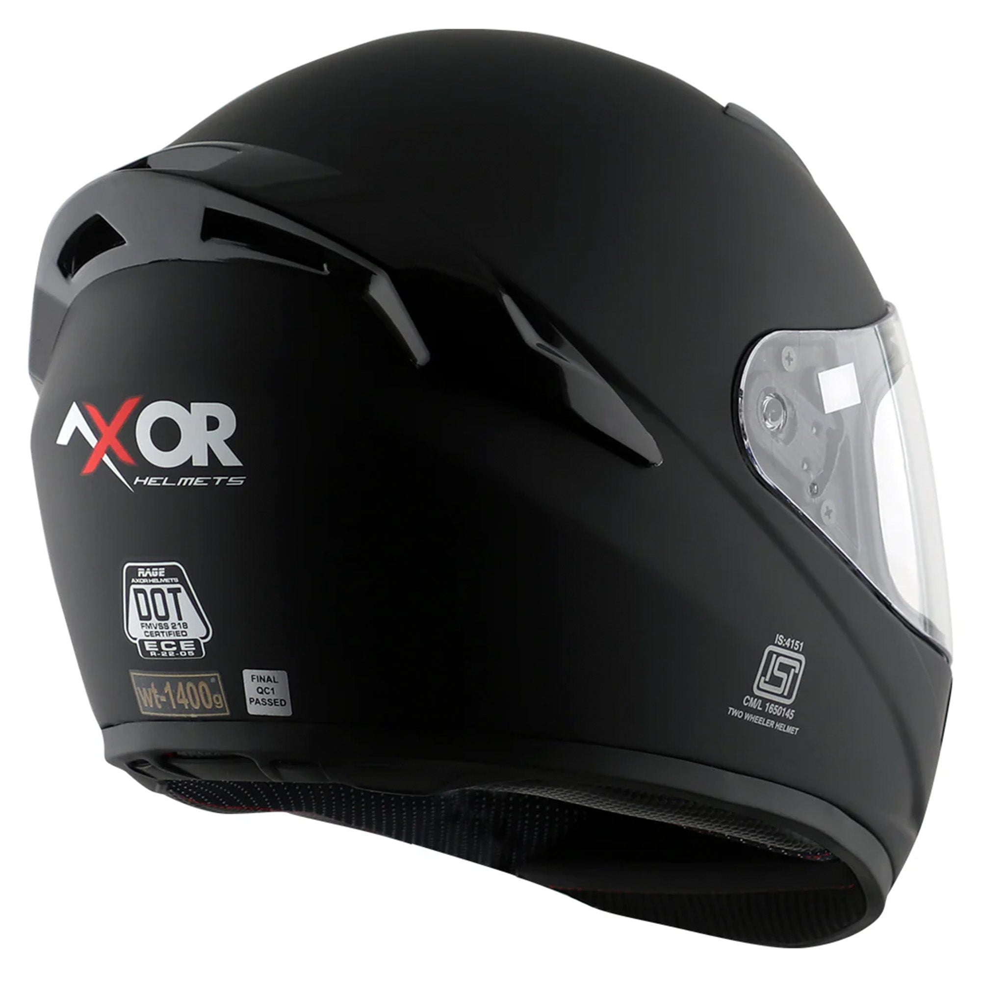 Axor Rage Full Face Motorcycle Helmet - Matt Black