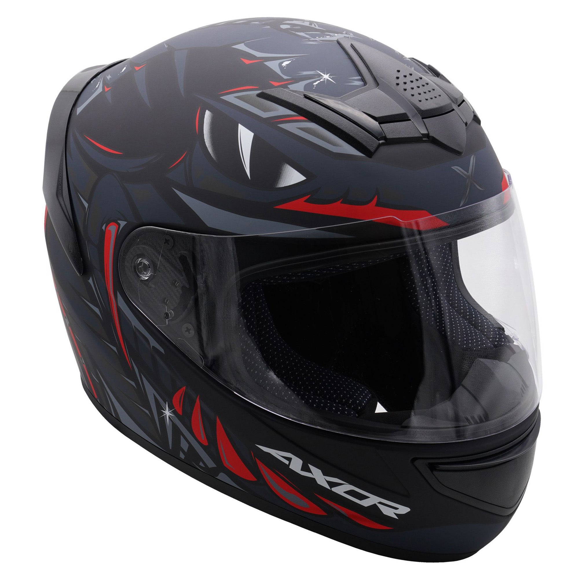 Axor Rage Full Face Motorcycle Helmet - Python Black Grey Red Matt