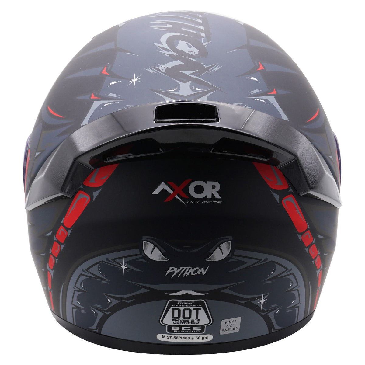 Axor Rage Full Face Motorcycle Helmet - Python Black Grey Red Matt