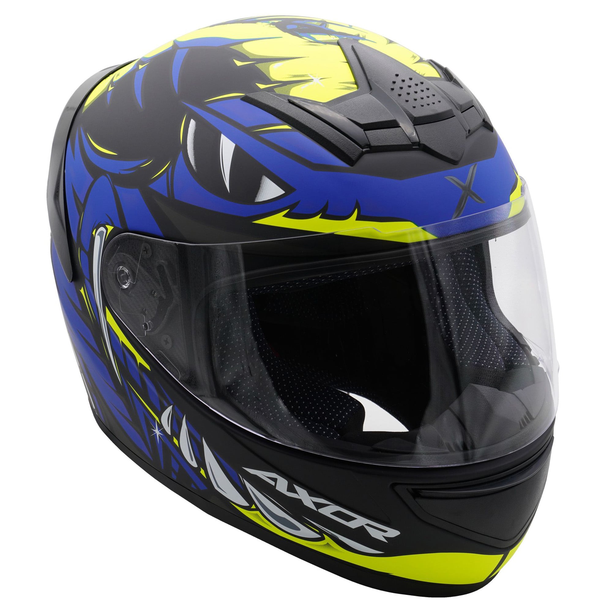 Axor Rage Full Face Motorcycle Helmet - Python Blue Yellow Black Matt