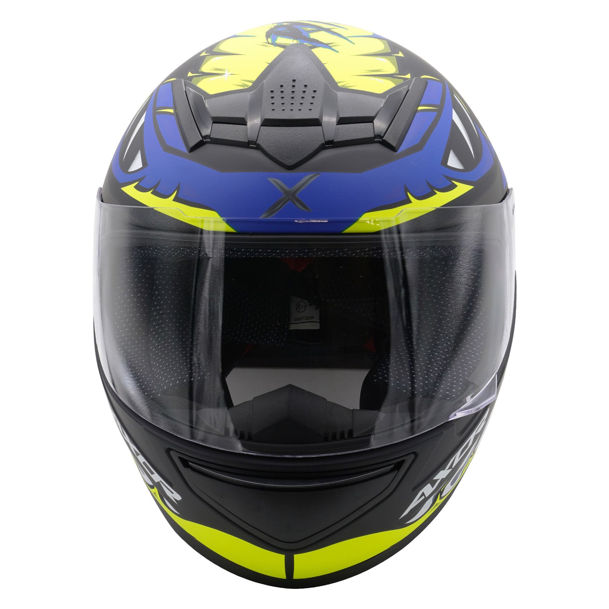 Axor Rage Full Face Motorcycle Helmet - Python Blue Yellow Black Matt