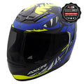 Axor Rage Full Face Motorcycle Helmet - Python Blue Yellow Black Matt