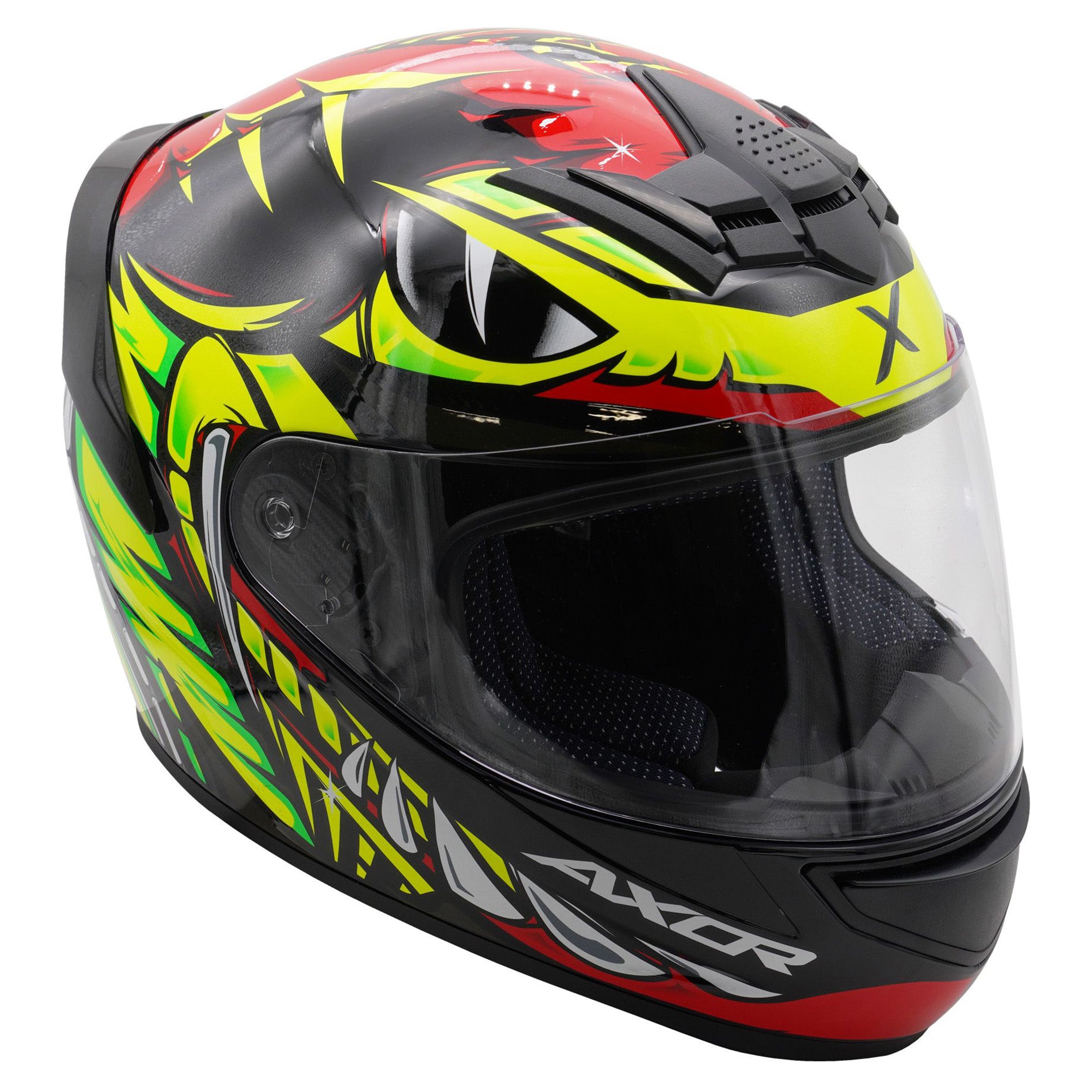 Axor Rage Full Face Motorcycle Helmet - Python Red Yellow Black Gloss