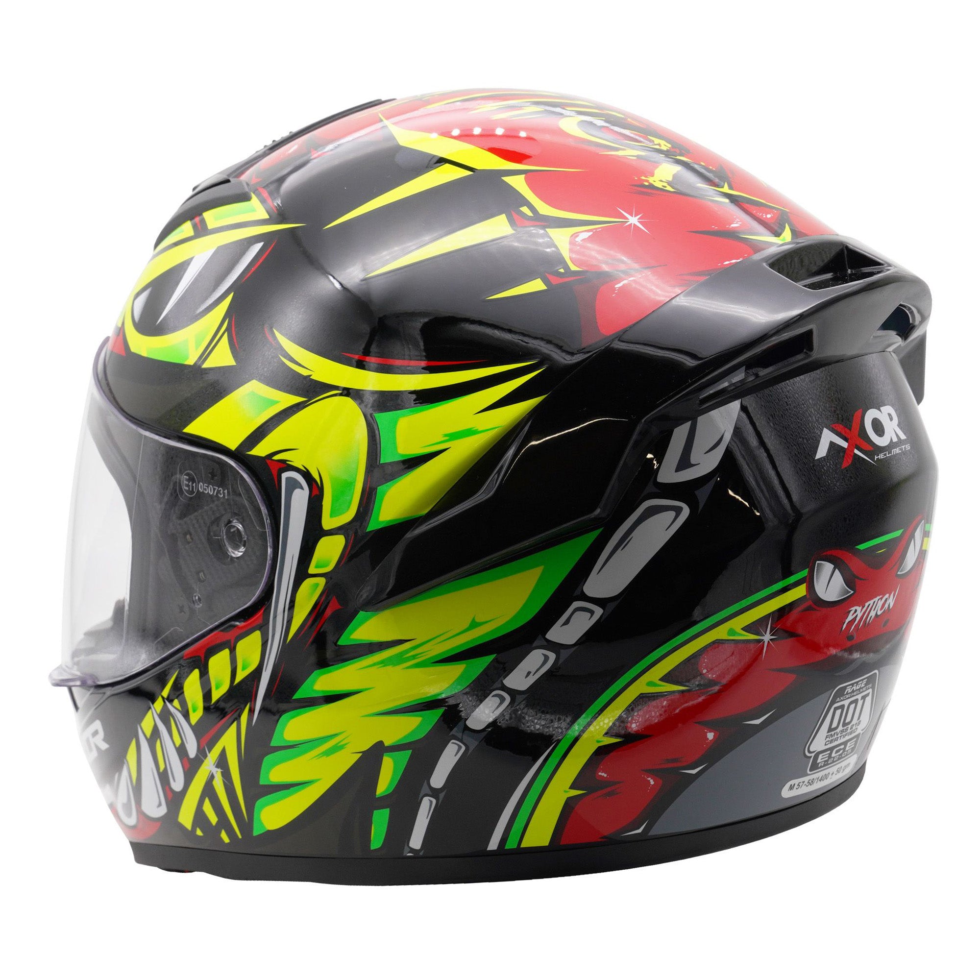 Axor Rage Full Face Motorcycle Helmet - Python Red Yellow Black Gloss