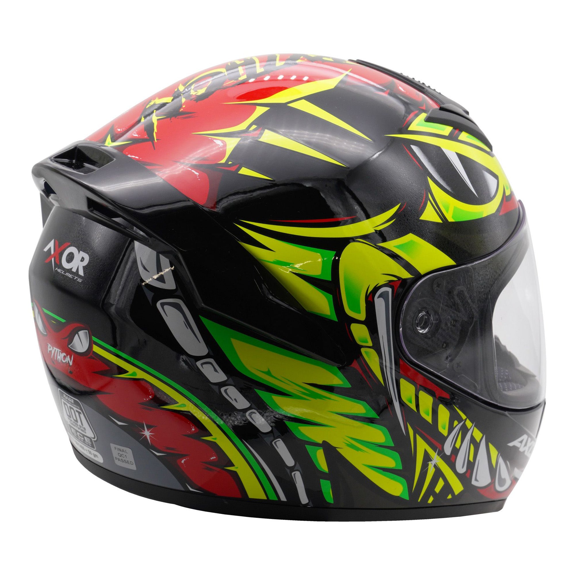 Axor Rage Full Face Motorcycle Helmet - Python Red Yellow Black Gloss