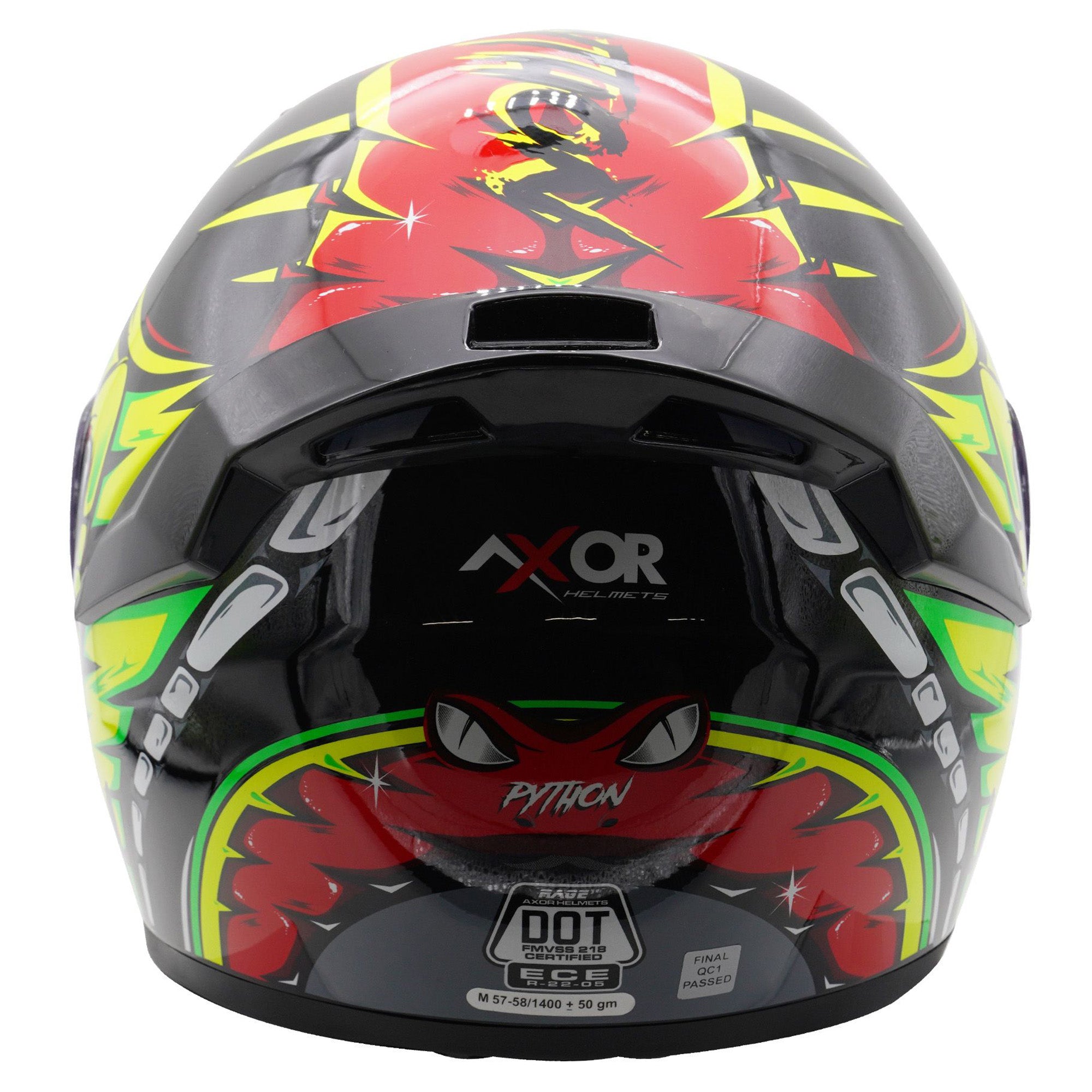 Axor Rage Full Face Motorcycle Helmet - Python Red Yellow Black Gloss