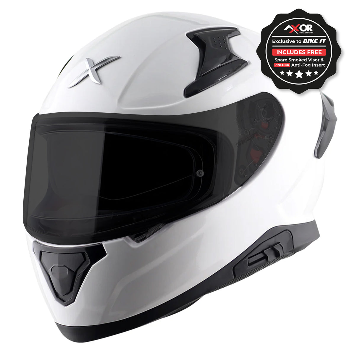 Axor Apex Full Face Motorcycle Helmet - Gloss White