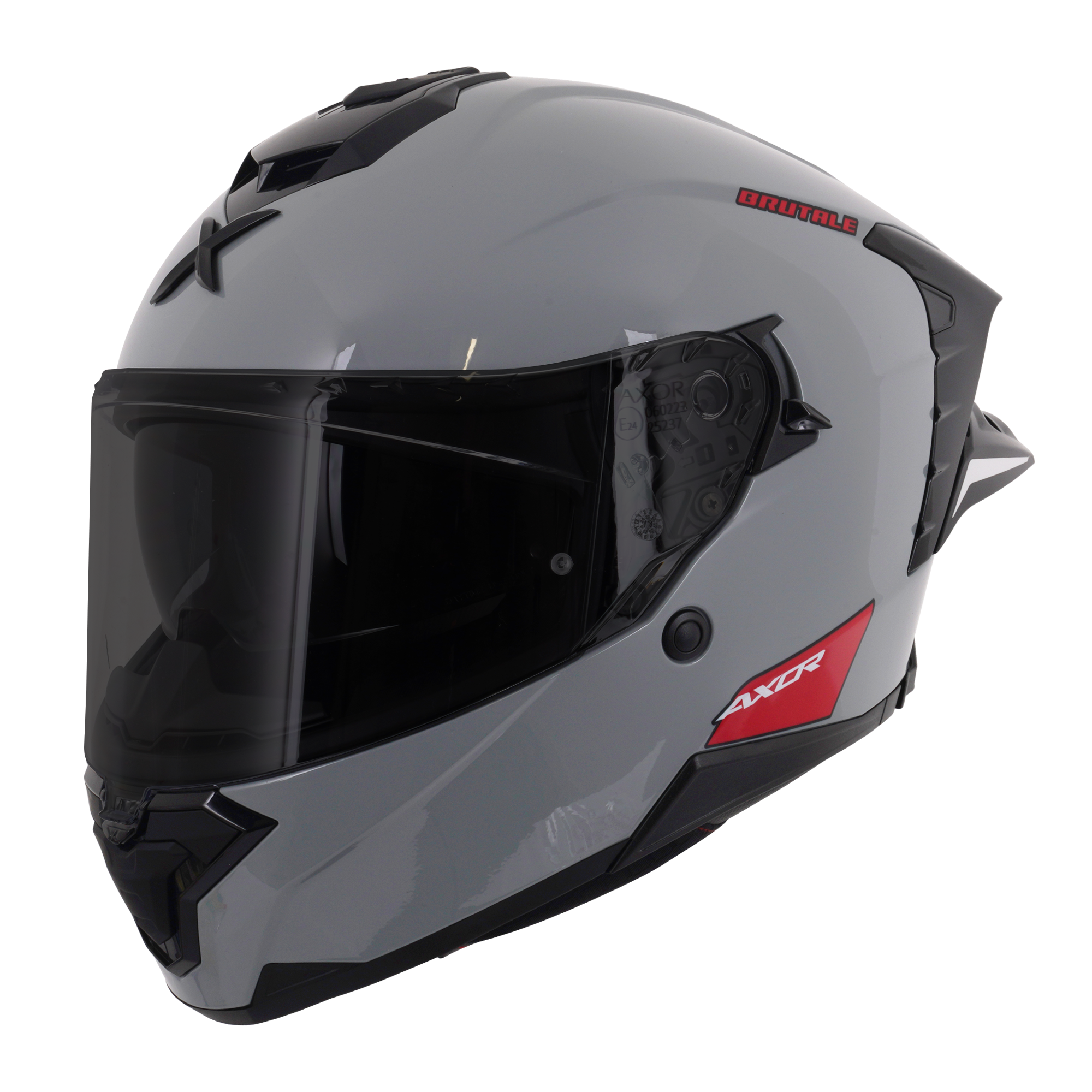 Axor Brutale Full Face Motorcycle Helmet With Dual Spoiler - Nardo Grey Gloss
