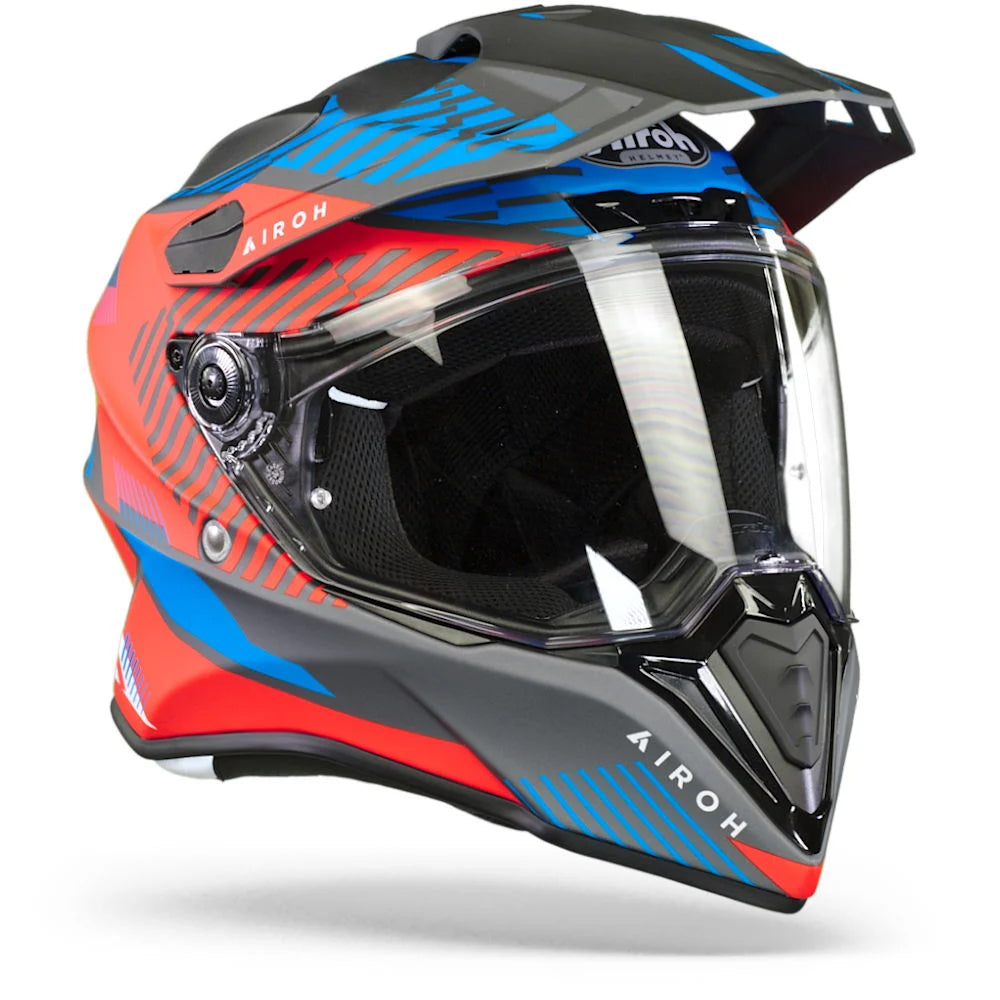 Airoh Commander Adventure Helmet - 'Boost' Red Blue Matt