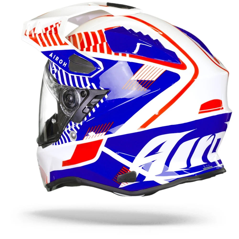 Airoh Commander Adventure Helmet - 'Boost' White/Blue Gloss