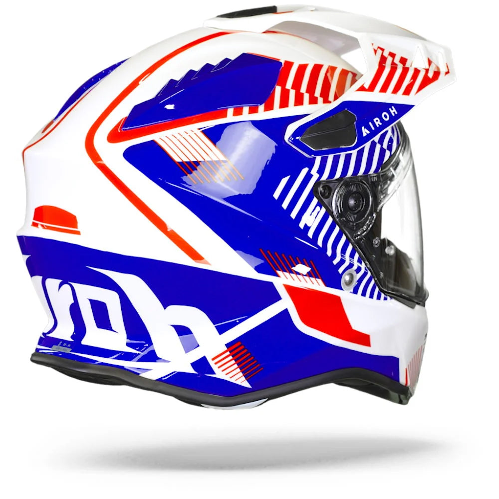 Airoh Commander Adventure Helmet - 'Boost' White/Blue Gloss