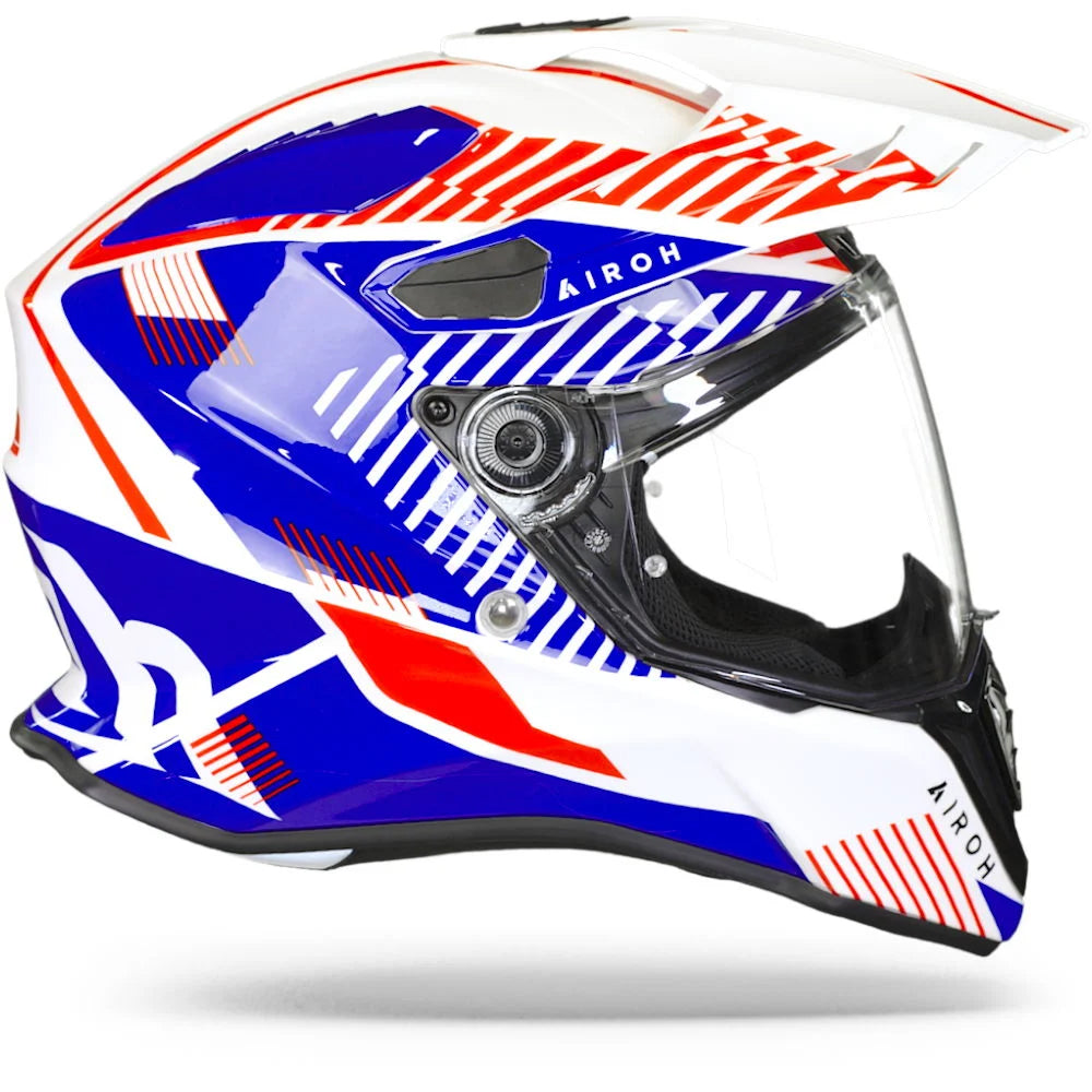 Airoh Commander Adventure Helmet - 'Boost' White/Blue Gloss