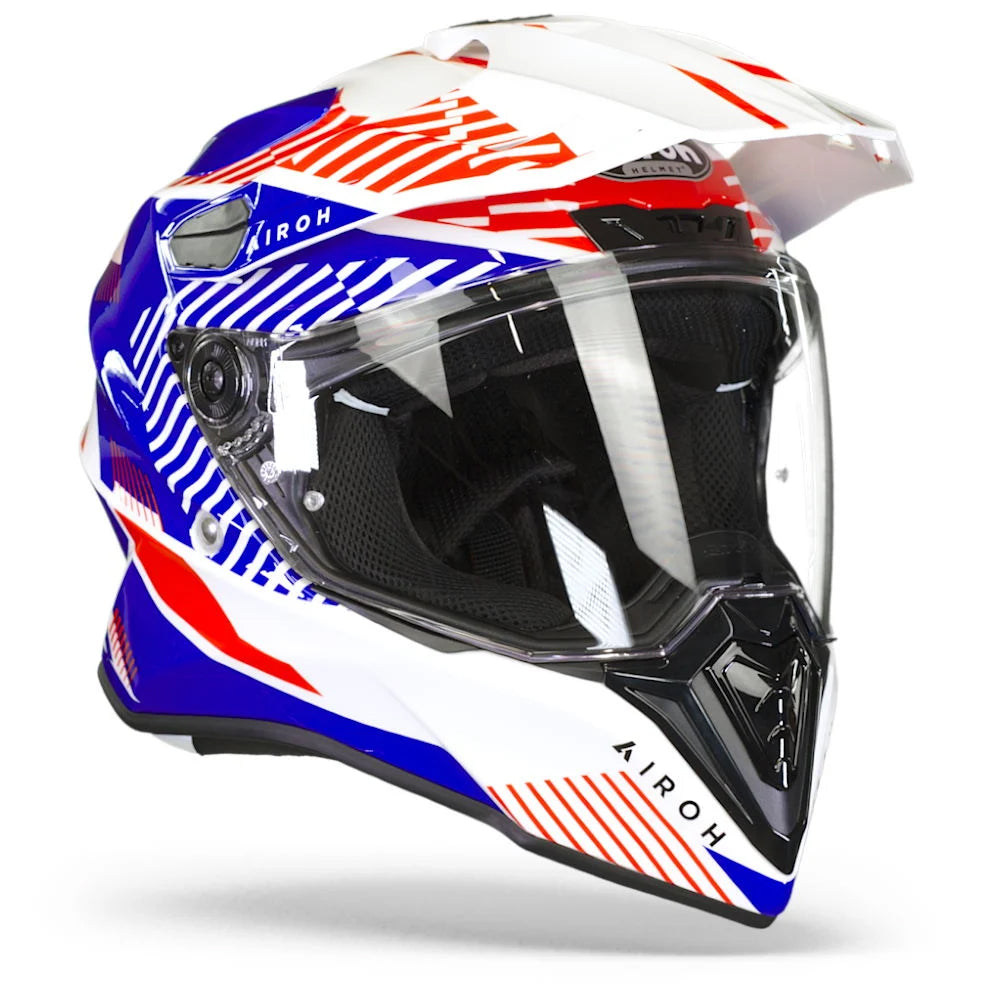 Airoh Commander Adventure Helmet - 'Boost' White/Blue Gloss
