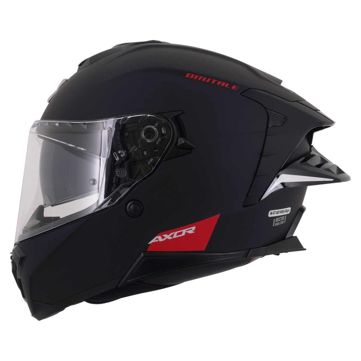 Axor Brutale Full Face Motorcycle Helmet With Dual Spoiler - Black Matt