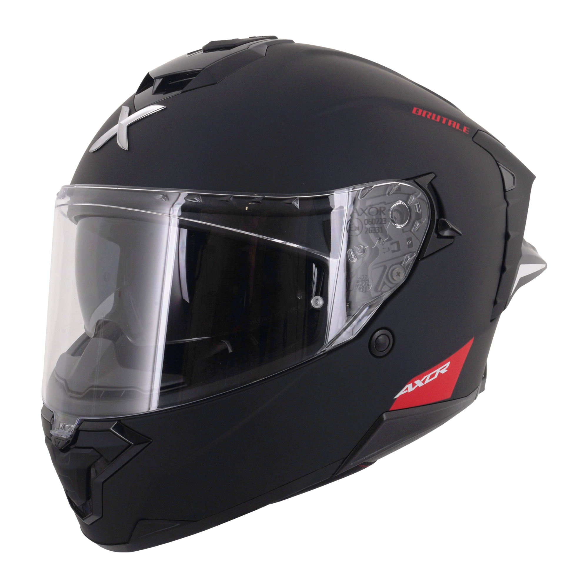 Axor Brutale Full Face Motorcycle Helmet With Dual Spoiler - Black Matt