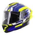 Axor Brutale Full Face Motorcycle Helmet With Dual Spoiler - Plexus Blue Fluo Yellow