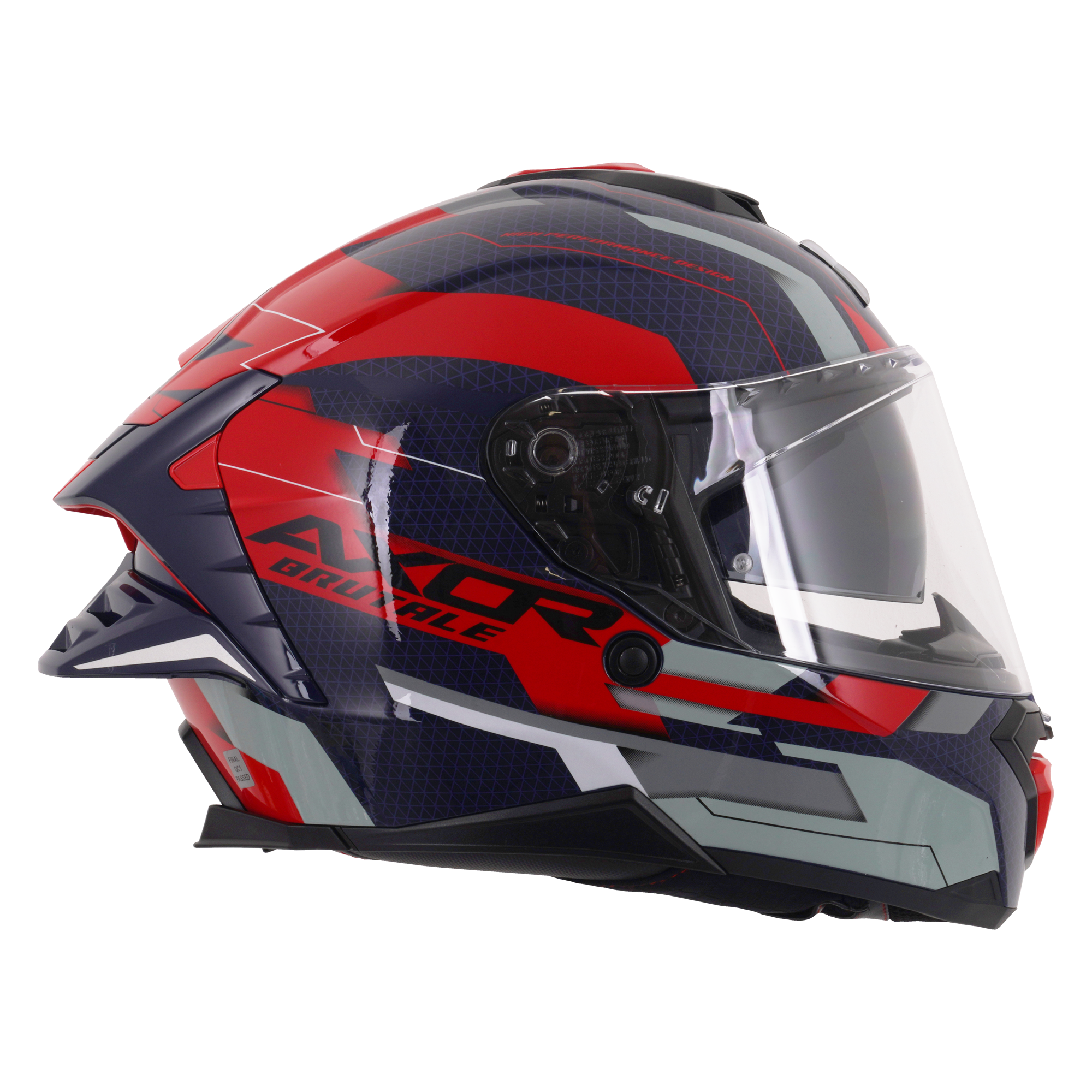 Axor Brutale Full Face Motorcycle Helmet With Dual Spoiler - Plexus Blue Red