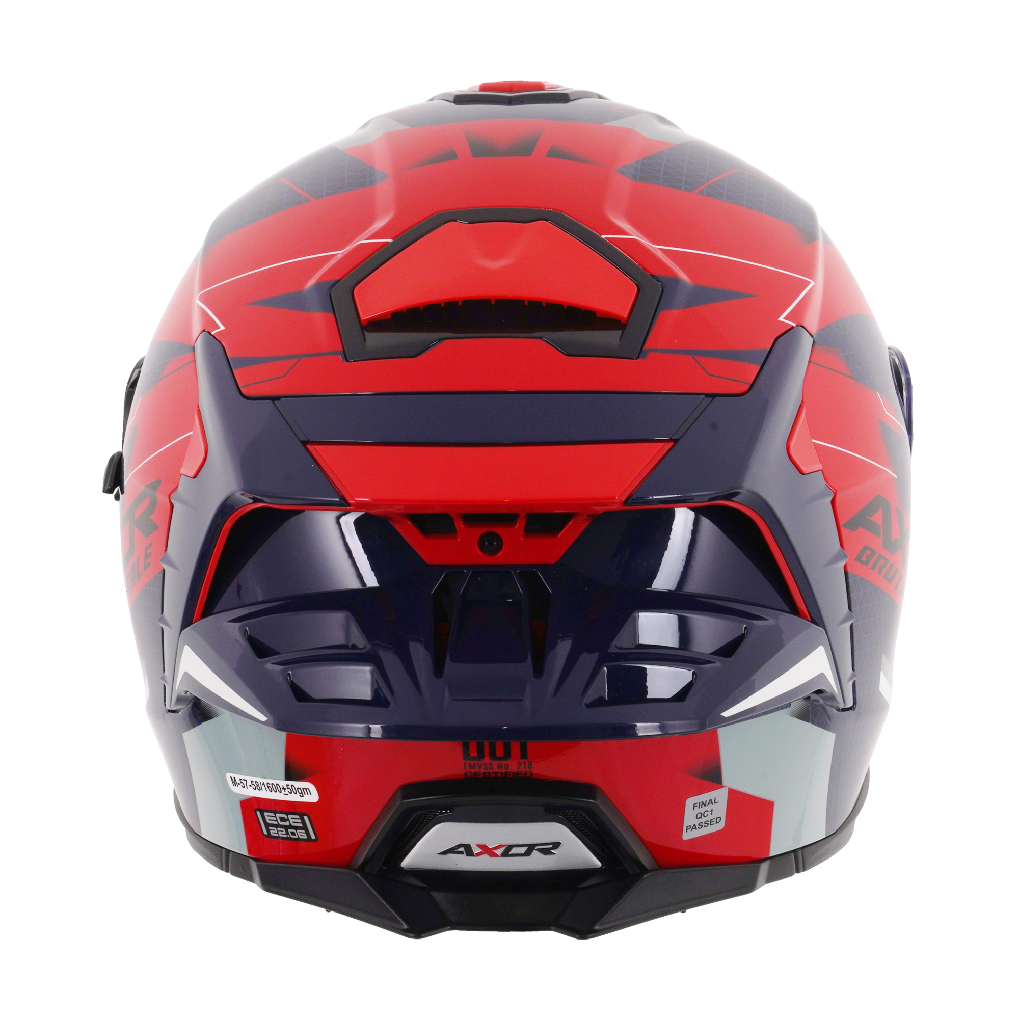 Axor Brutale Full Face Motorcycle Helmet With Dual Spoiler - Plexus Blue Red