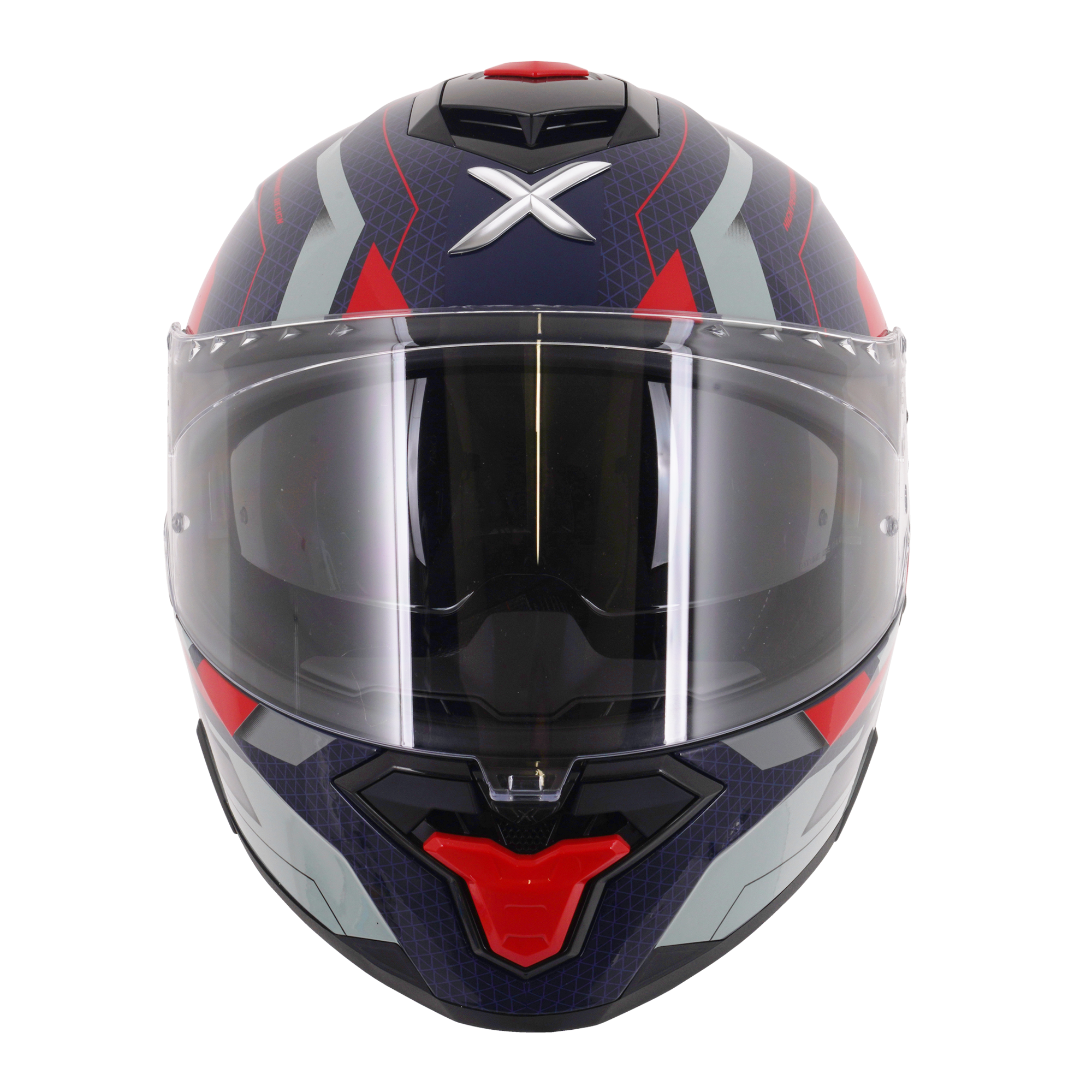 Axor Brutale Full Face Motorcycle Helmet With Dual Spoiler - Plexus Blue Red