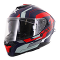 Axor Brutale Full Face Motorcycle Helmet With Dual Spoiler - Plexus Blue Red
