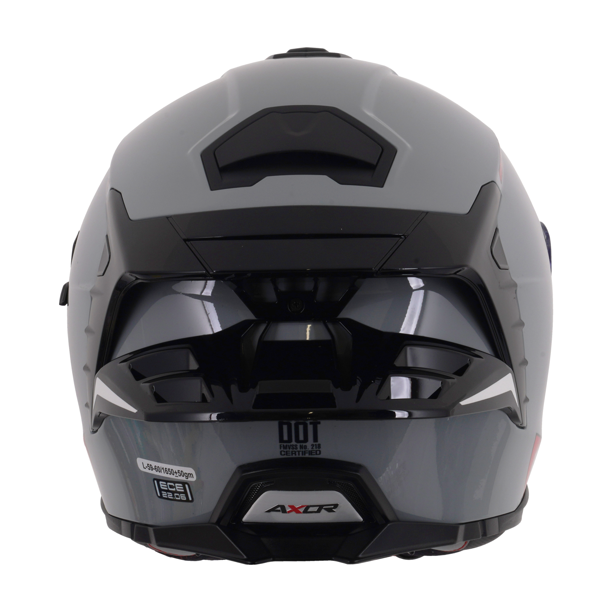 Axor Brutale Full Face Motorcycle Helmet With Dual Spoiler - Nardo Grey Gloss