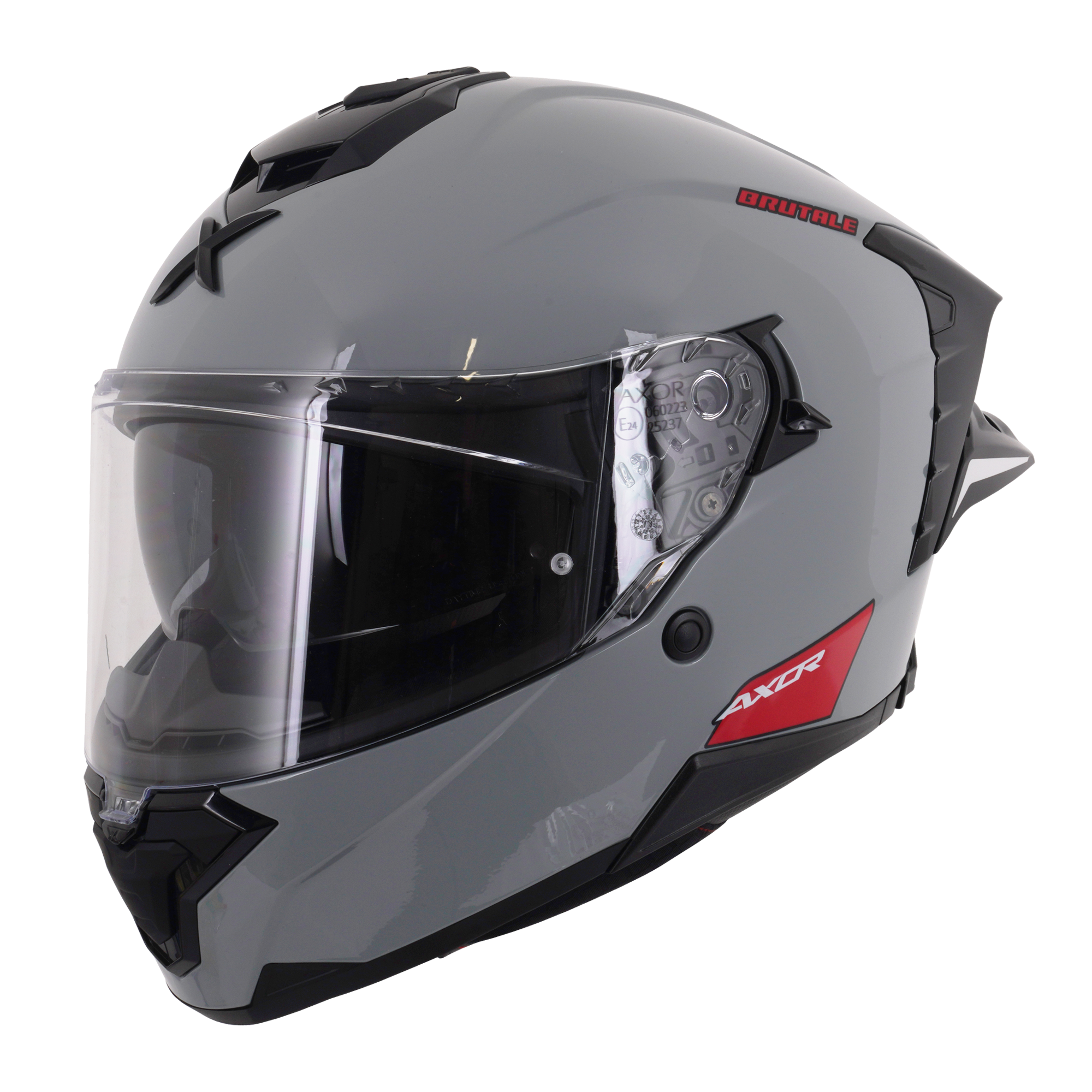 Axor Brutale Full Face Motorcycle Helmet With Dual Spoiler - Nardo Grey Gloss