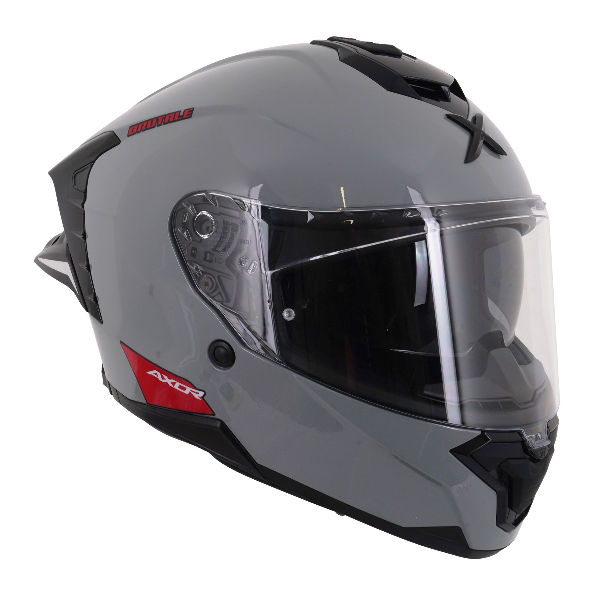 Axor Brutale Full Face Motorcycle Helmet With Dual Spoiler - Nardo Grey Gloss