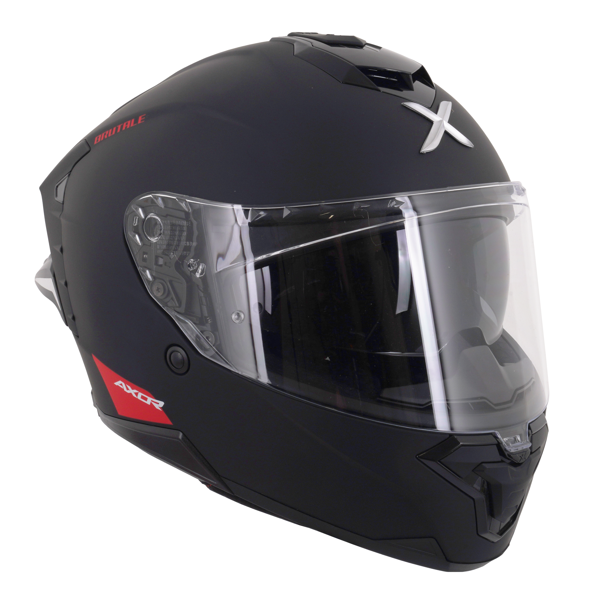 Axor Brutale Full Face Motorcycle Helmet With Dual Spoiler - Black Matt