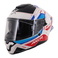 Axor Brutale Full Face Motorcycle Helmet With Dual Spoiler - Ryden White Red Blue
