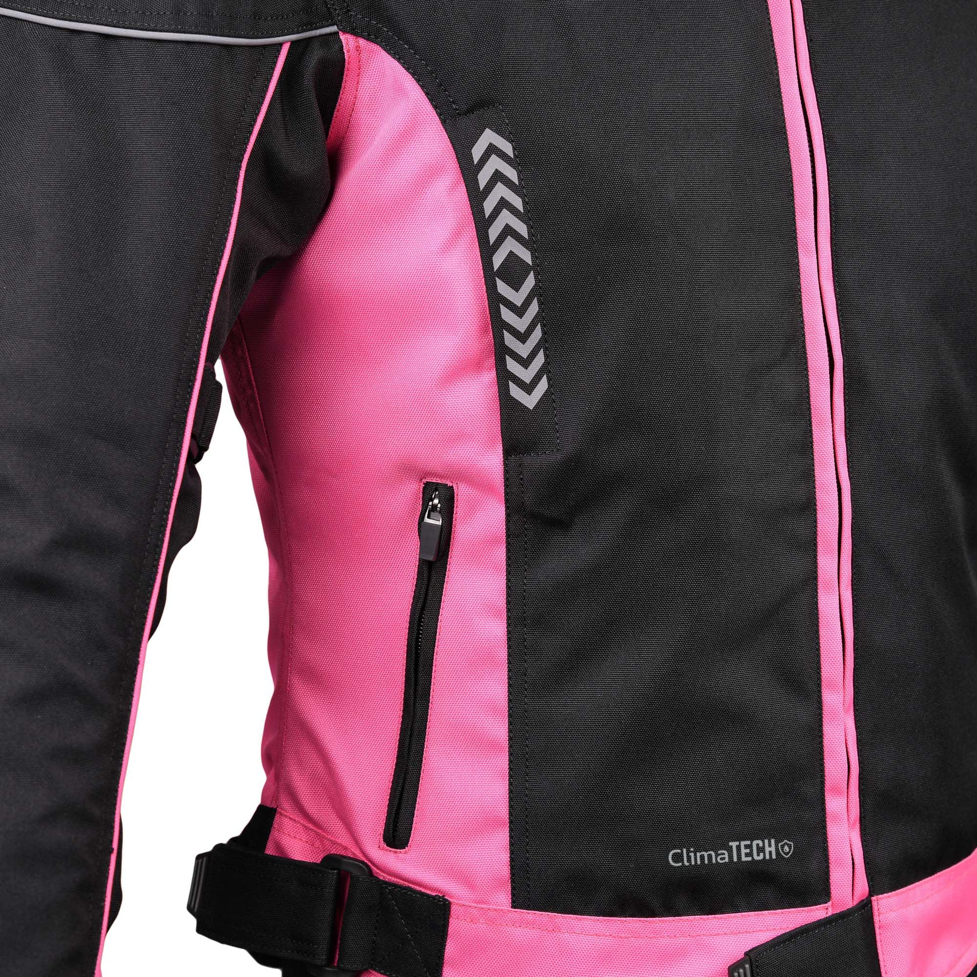 Bike It 'Insignia' Textile Ladies Waterproof Motorcycle Jacket (Pink)