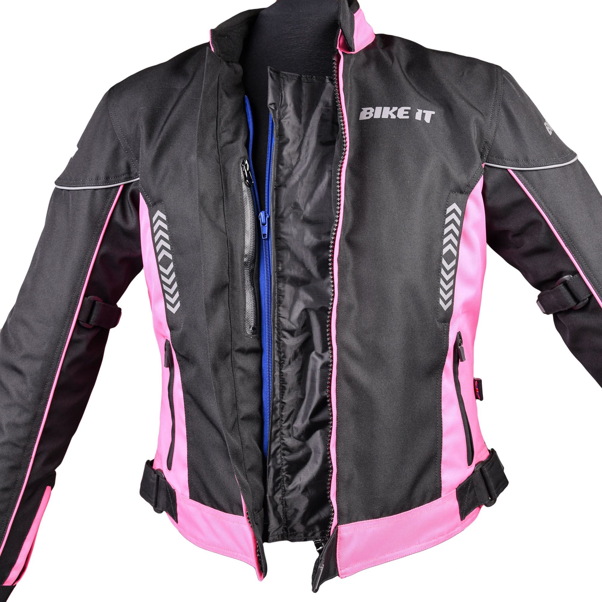 Bike It 'Insignia' Textile Ladies Waterproof Motorcycle Jacket (Pink)